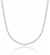 TIKJE Tennis Necklace 925 Sterling Silver| 2mm Round Cubic