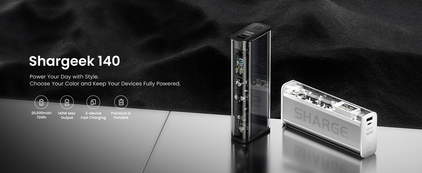 Amazon.com: SHARGEEK 140 Power Bank, 140W Output 20000mAh Portable
