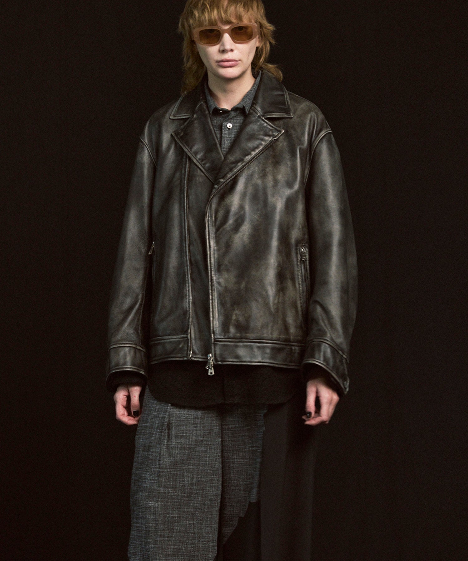 25AW PRE-ORDER】Sheep Leather Tailored Double Rider Jacket