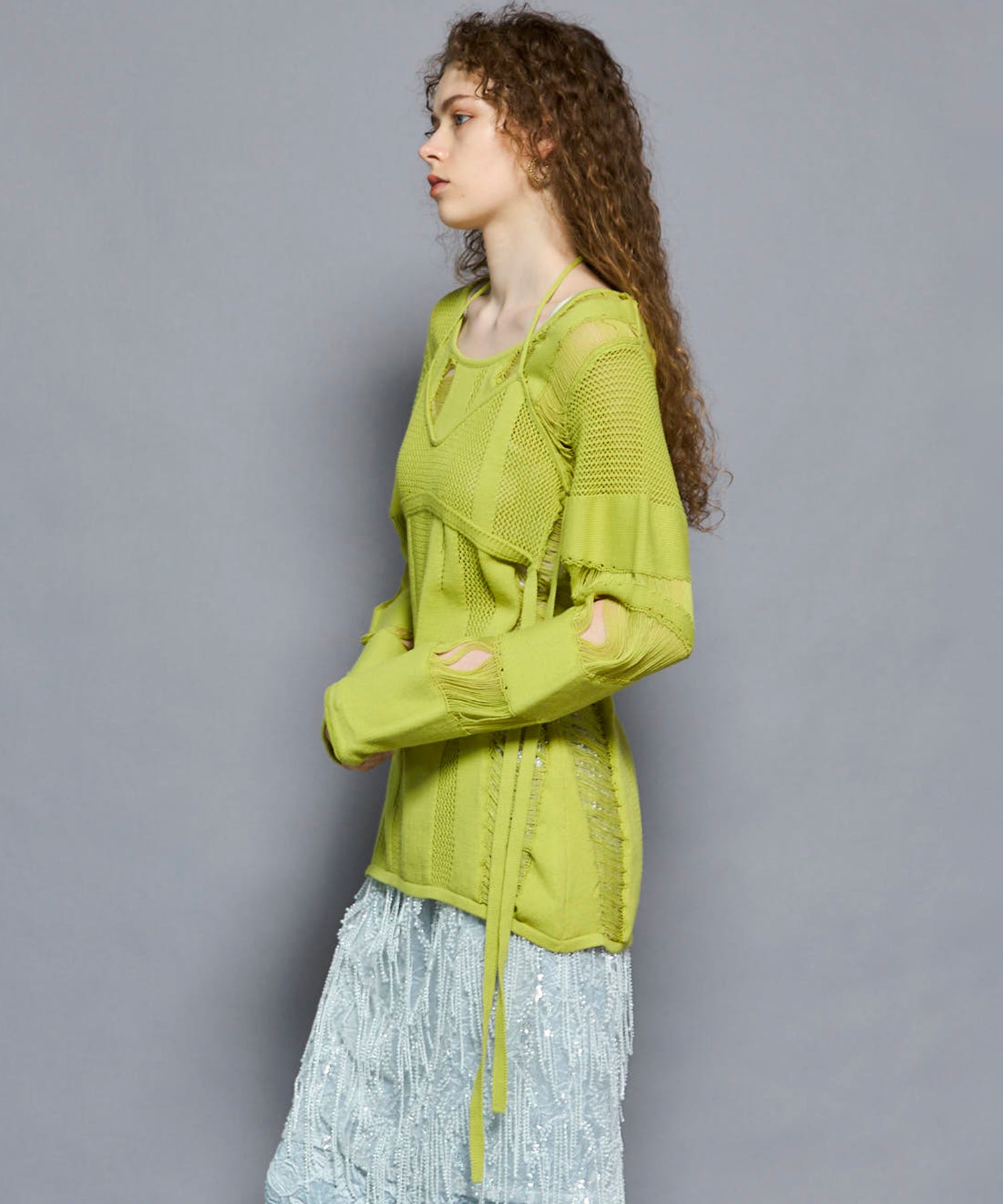 SALE】Random Mesh Knit Tops
