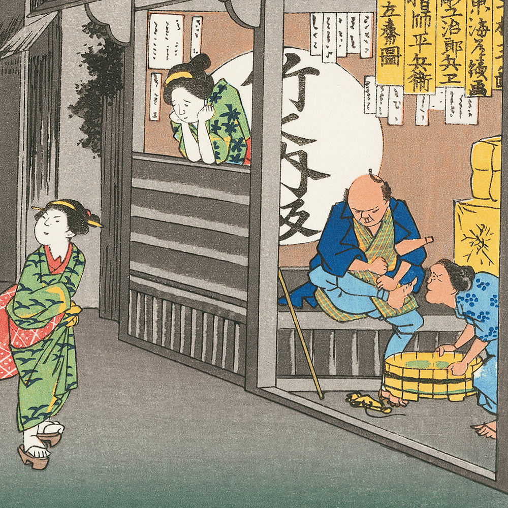 歌川広重「東海道五十三次 御油 旅人留女」浮世絵木版画｜浮世絵工房