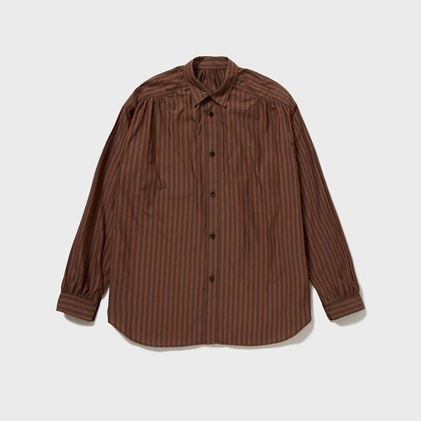 PHILIPPE ST】フィリップ ST ストライプシャツ オレンジ×チャコールグレー