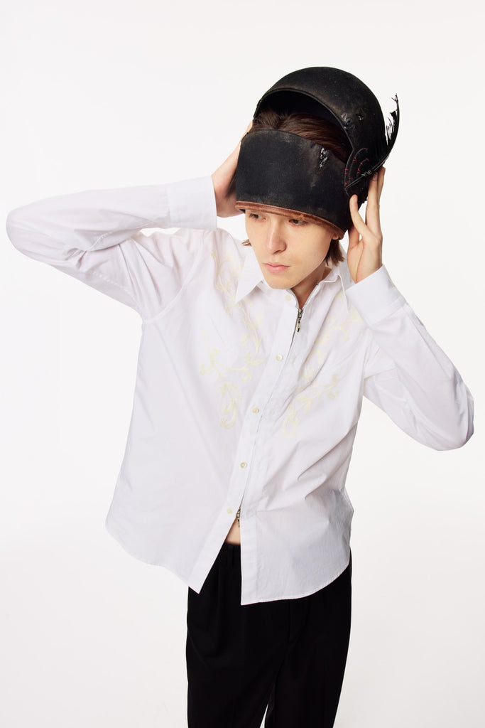 Rodeo Zip-Up Dress Shirt - White - MASU– MASU Official Online Store