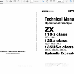 Hitachi ZX110-3, ZX120-3, ZX135US-3 Excavator Service Repair Manual