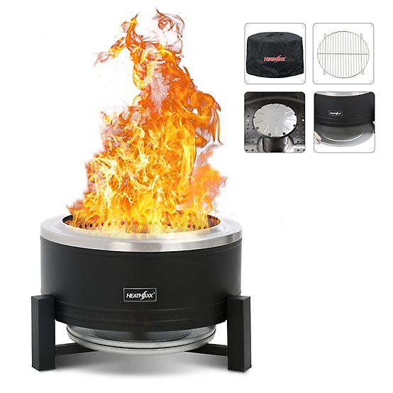 HeatMaxx 22 in. Smokeless Wood/Pellet Burning Fire Pit, Low Smoke