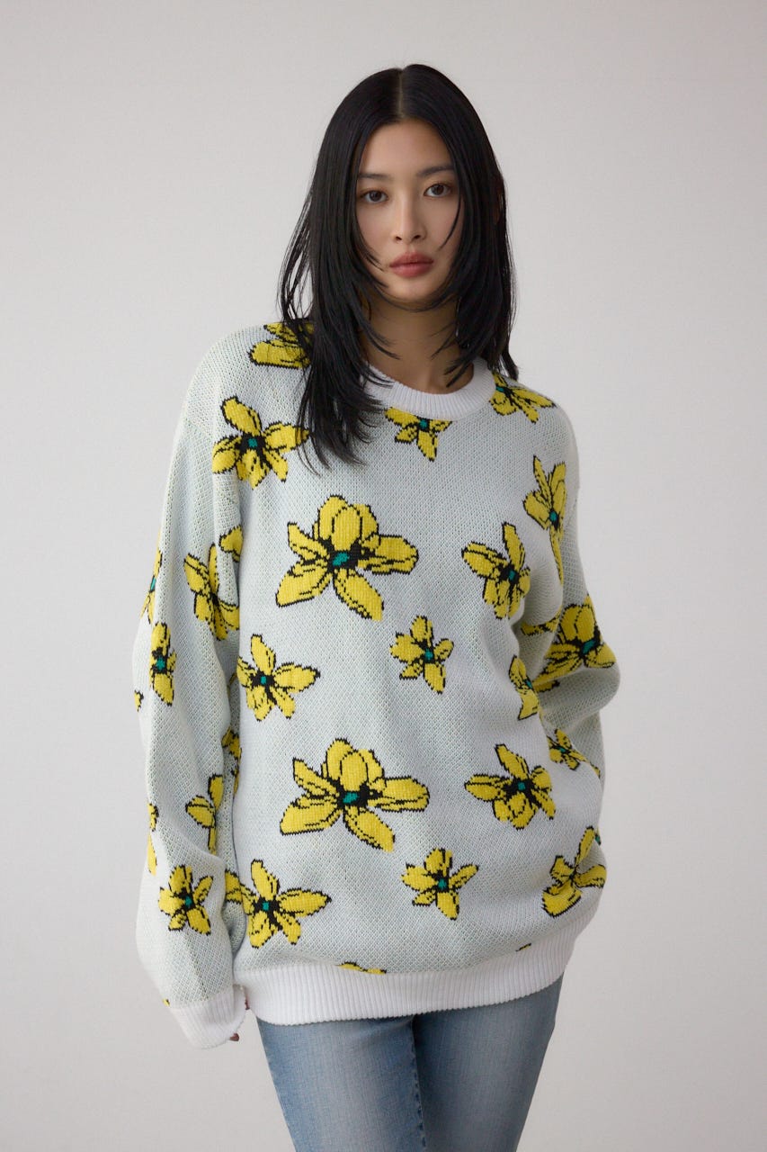 AZUL BY MOUSSY | フラワーダブルジャガードニット (ニット ) |SHEL