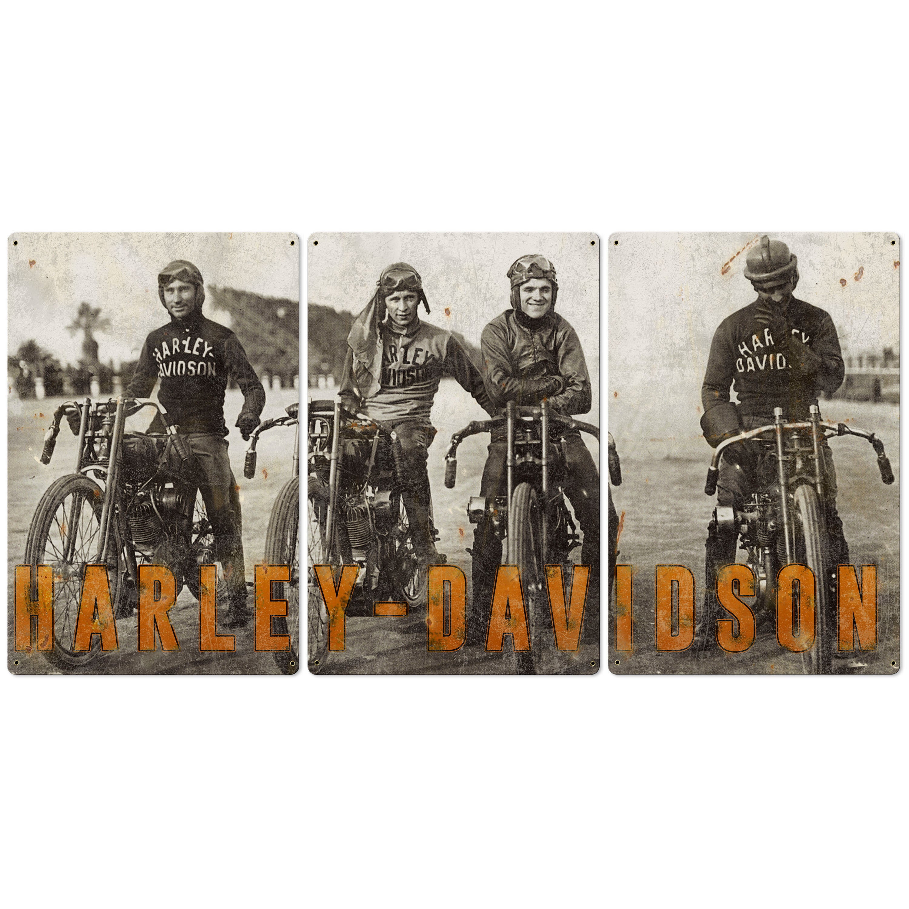 Harley Davidson Wall Art Triptych Metal Sign – Metal Sign Barn