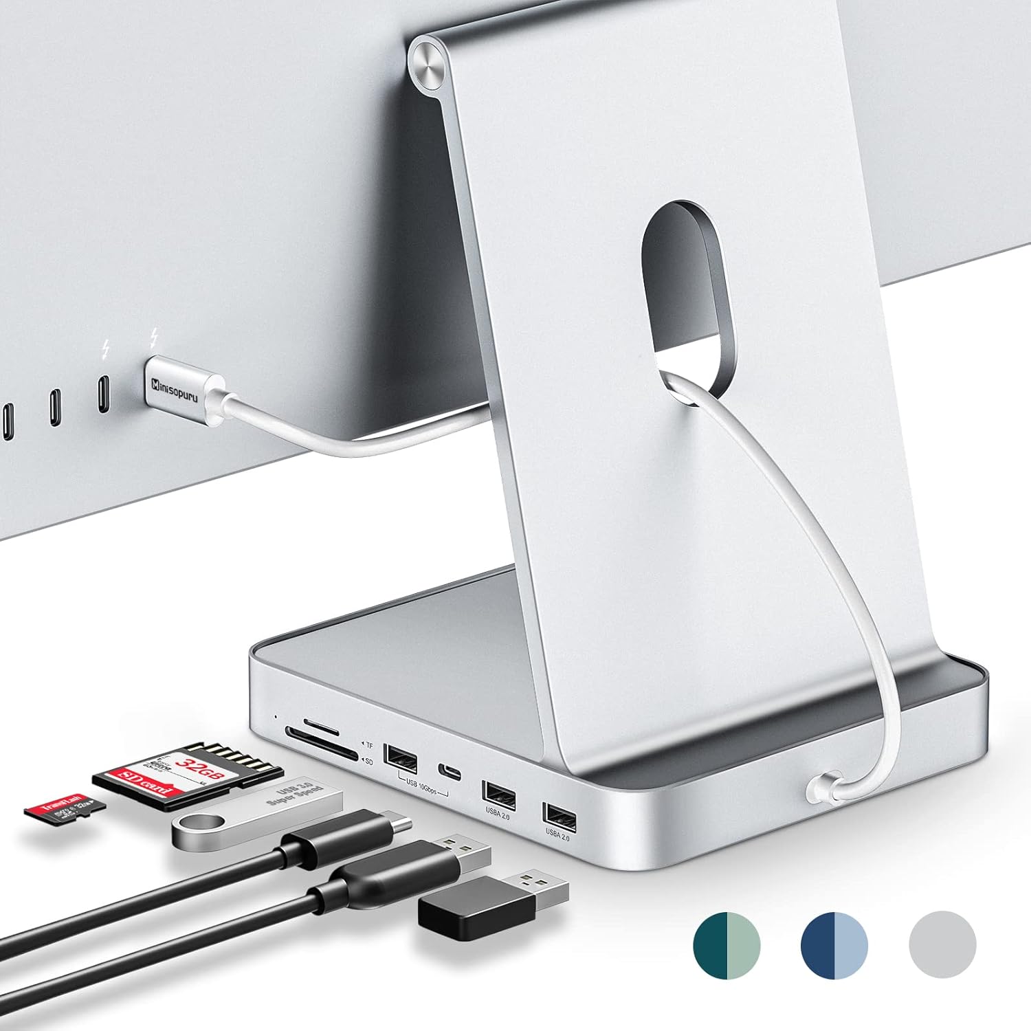 10Gbps Minisopuru iMac USB Hub For 24-inch Accessories【Green】