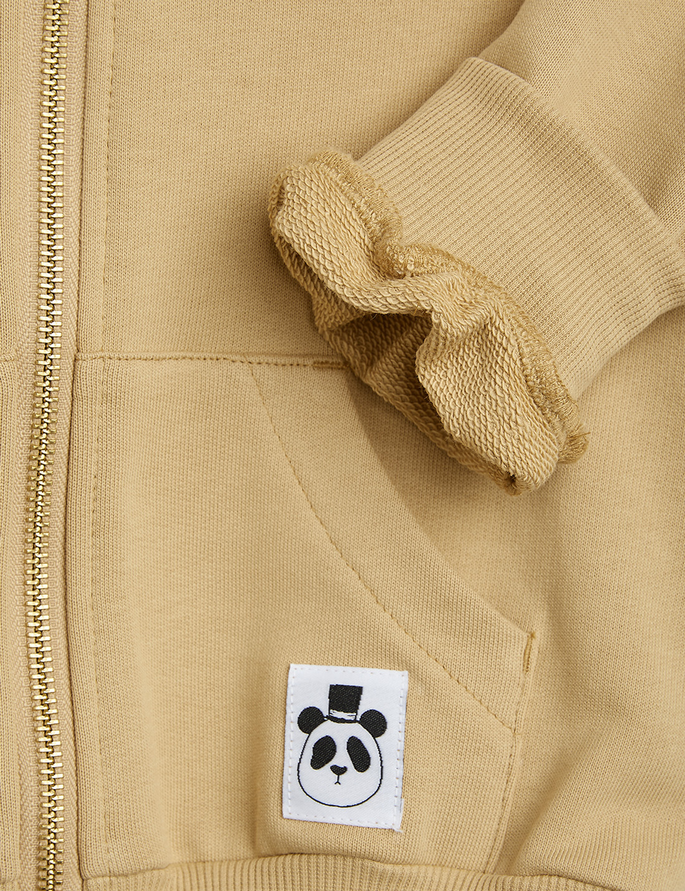 Basic zip hoodie Beige | Mini Rodini