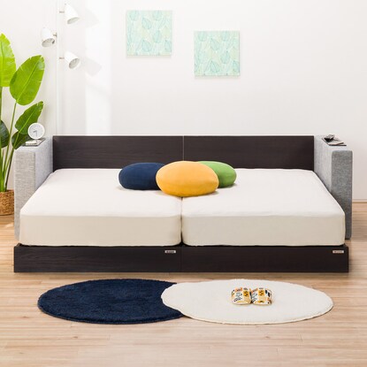 ニトリ(NITORI) シングルフロアベッド2台セット+クッション