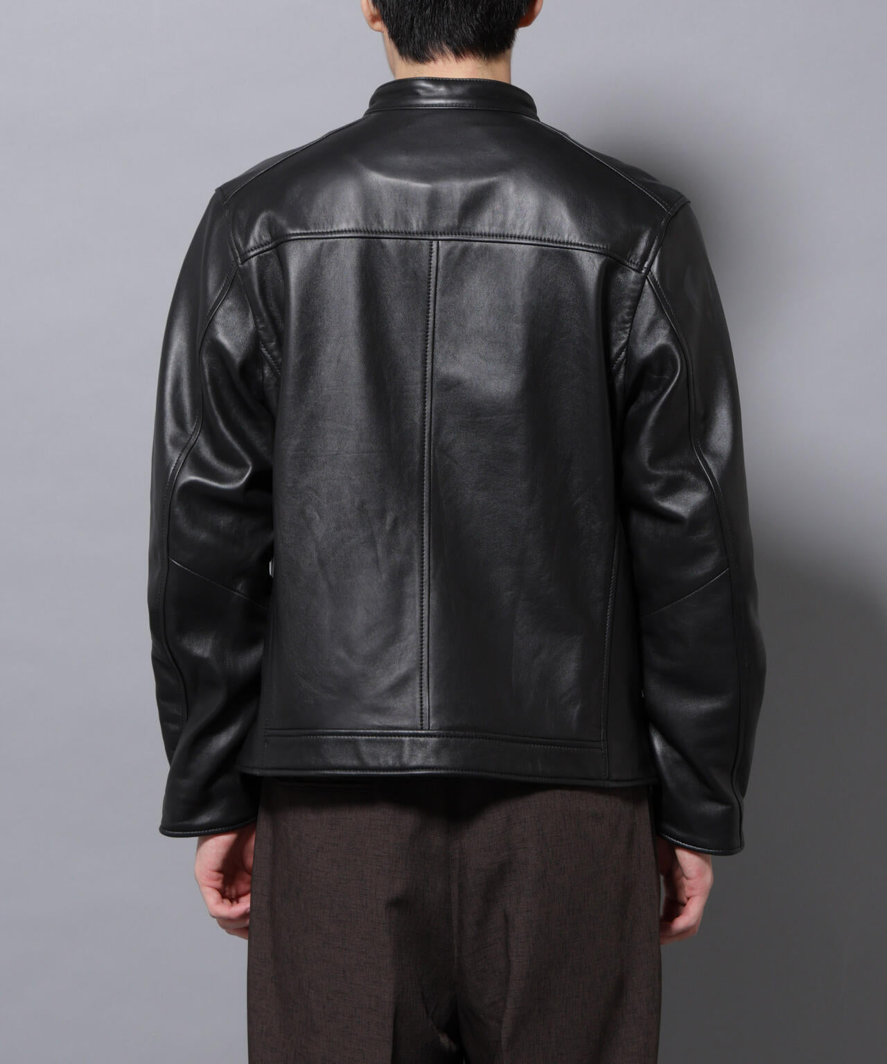 バンドカラーレザーシングルライダースジャケット | NANO universe