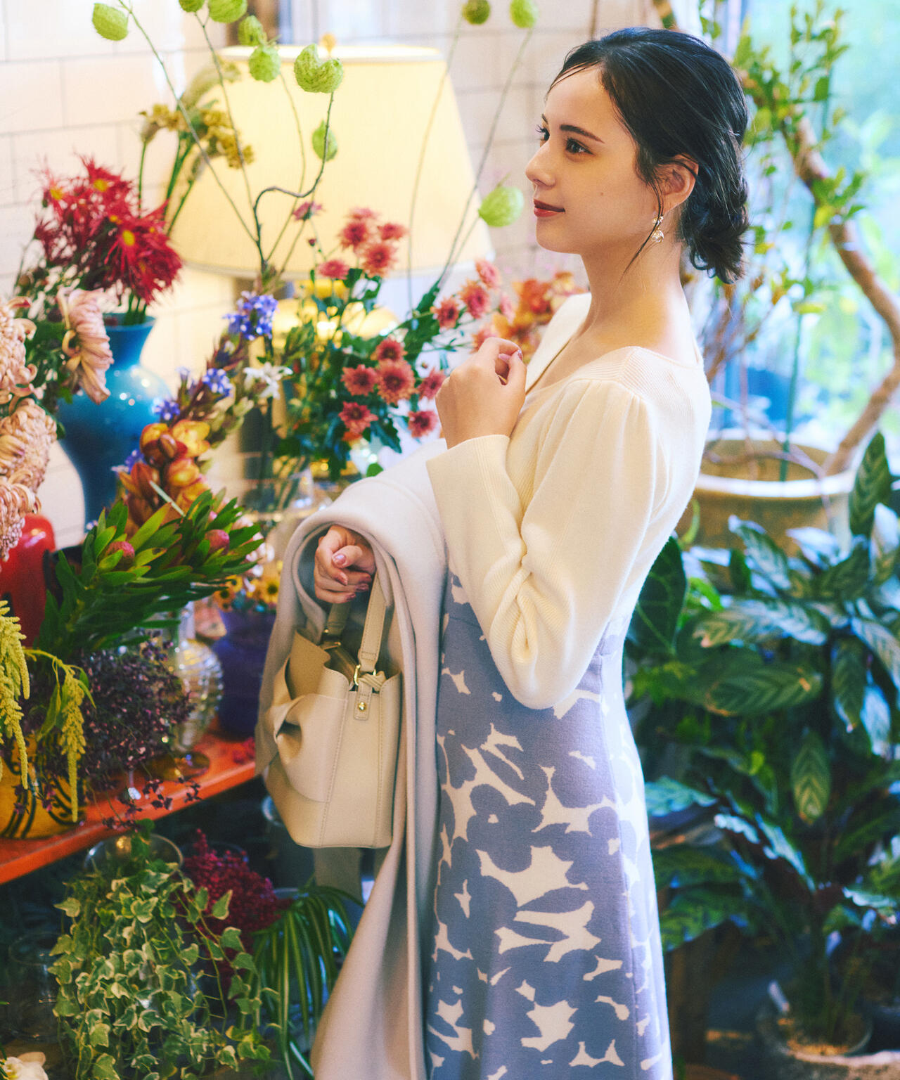 加藤栞さん着用】ジャガードフラワーニットワンピース | PROPORTION