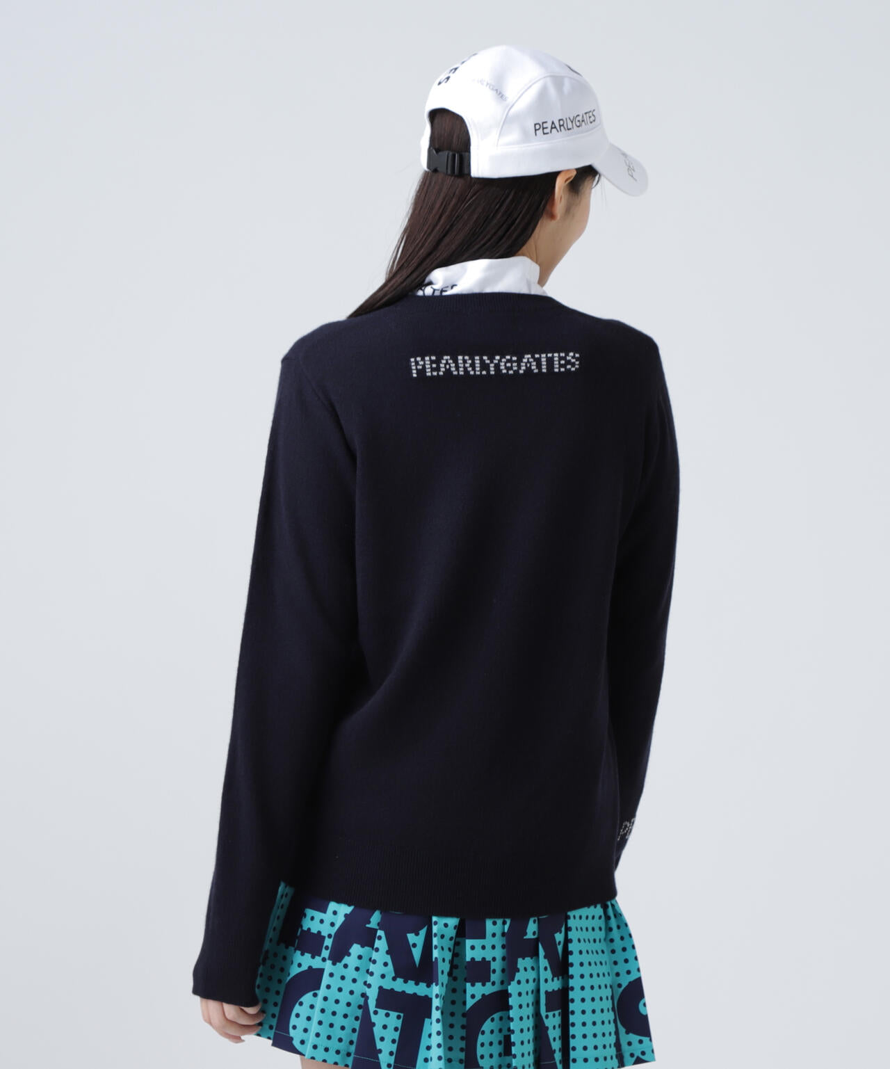 12G部分ジャガードカシミヤ100クルーネックニットプルオーバー