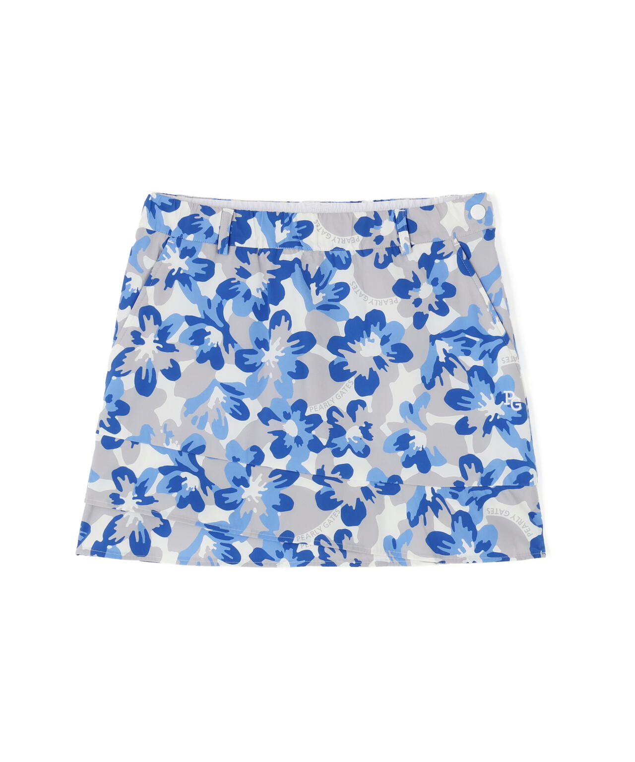 Peストレッチドビー中綿スカート ＜ラフ花ロゴ小柄＞ | PEARLY GATES