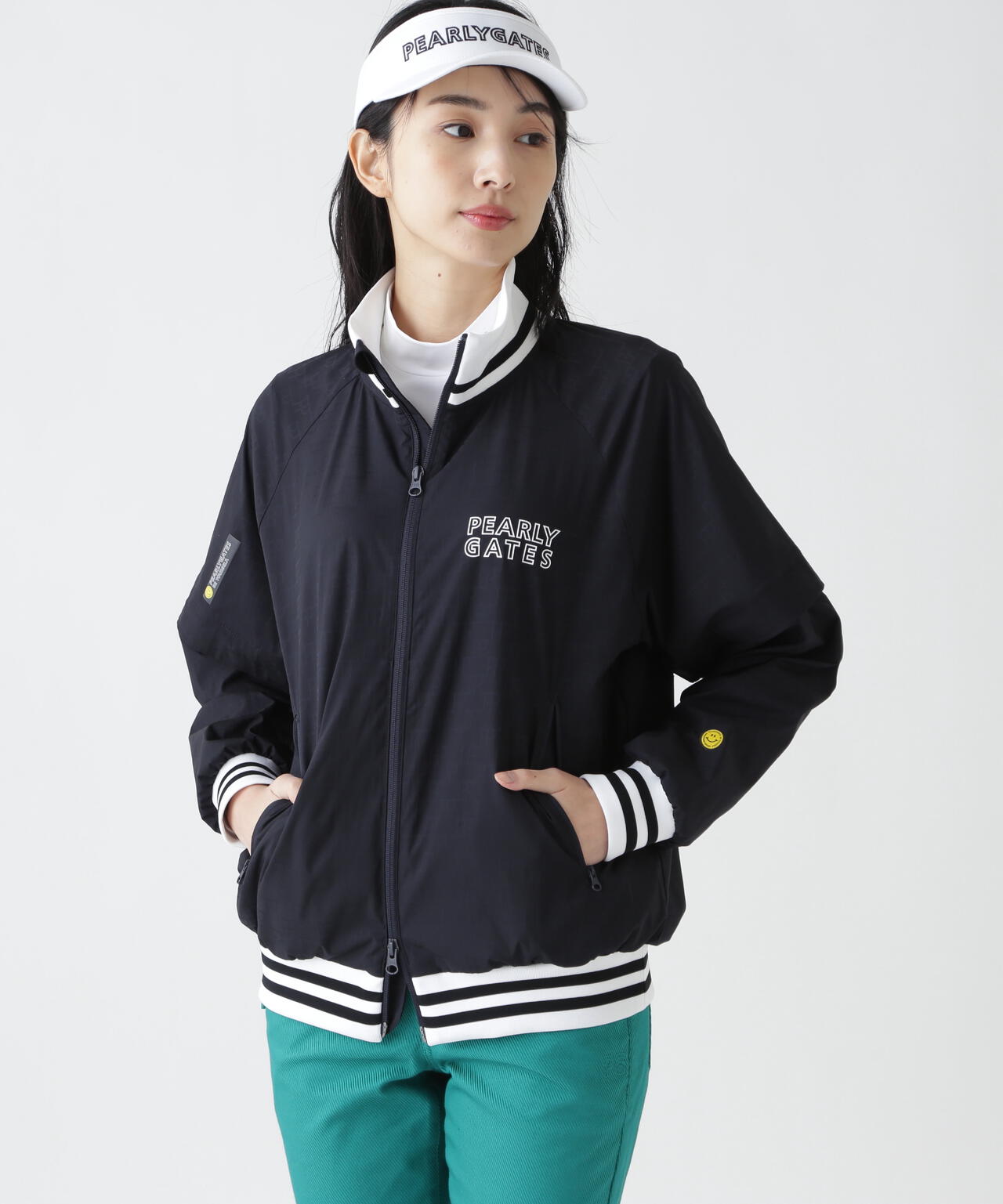 PG is PG ロゴジャガードポリエステルタフタジップアップブルゾン