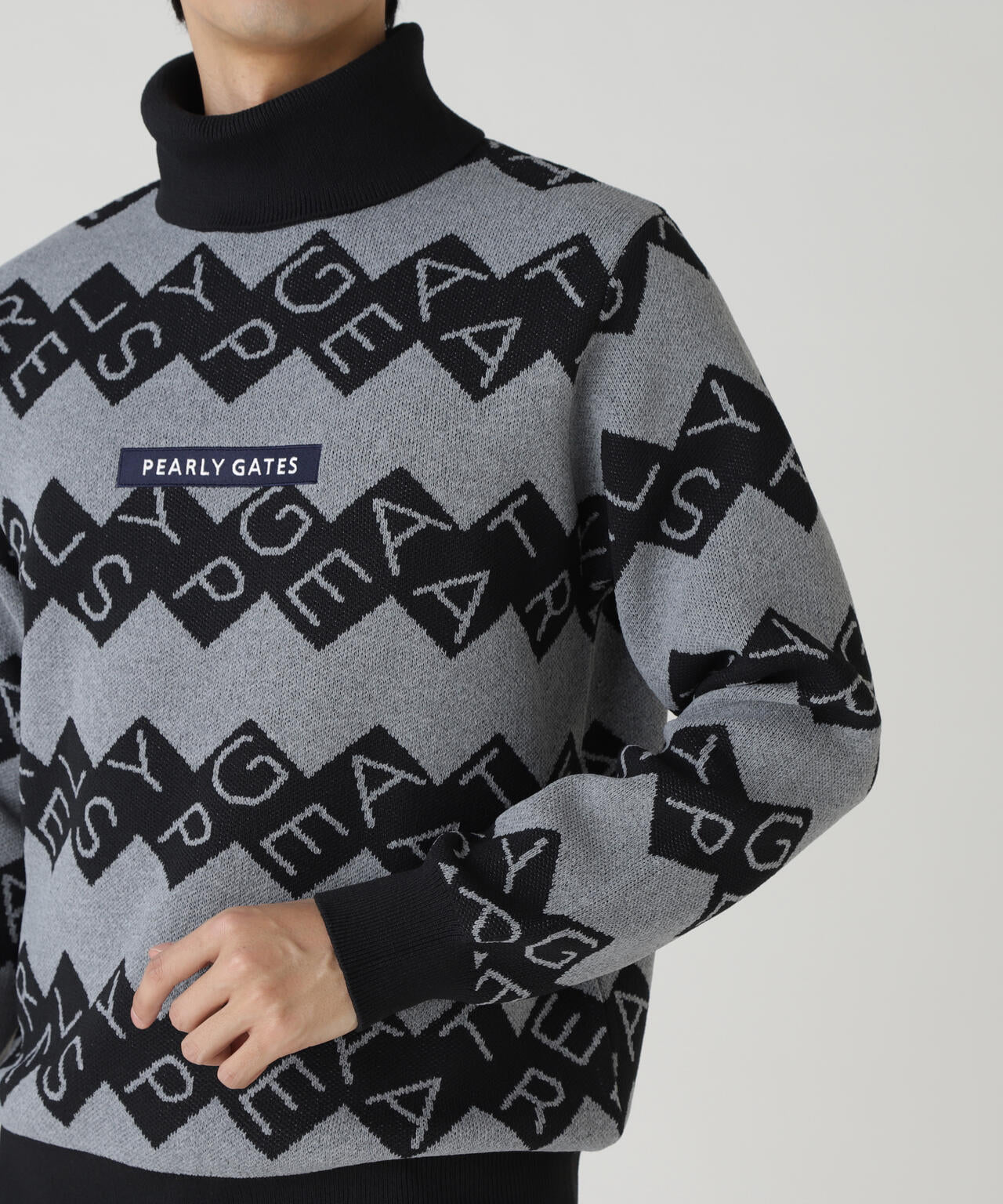 美品✨ パーリーゲイツ ウールカシミヤ ボーダー柄ハイネックニット（5