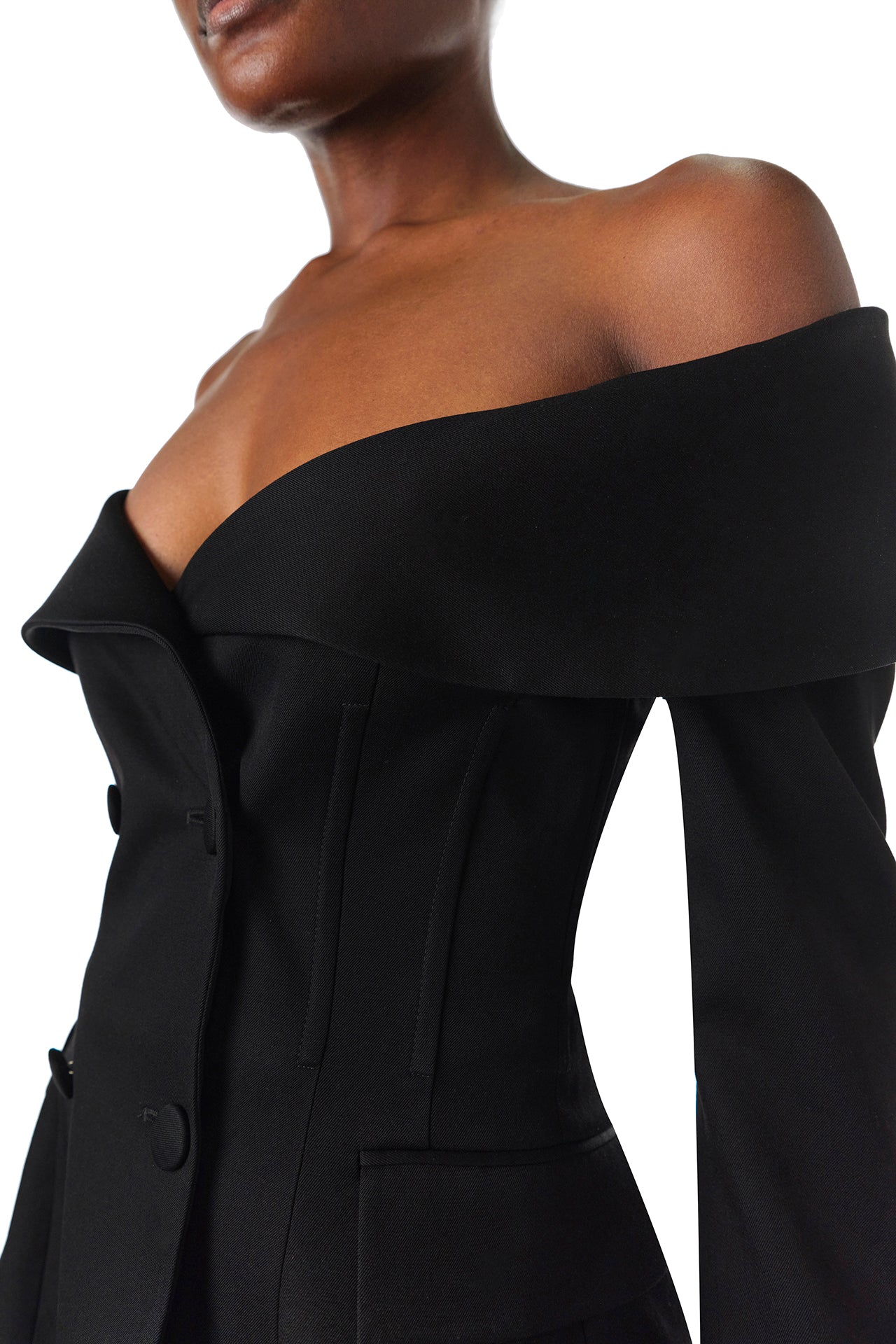 Off-The-Shoulder Corseted Blazer – Monique Lhuillier