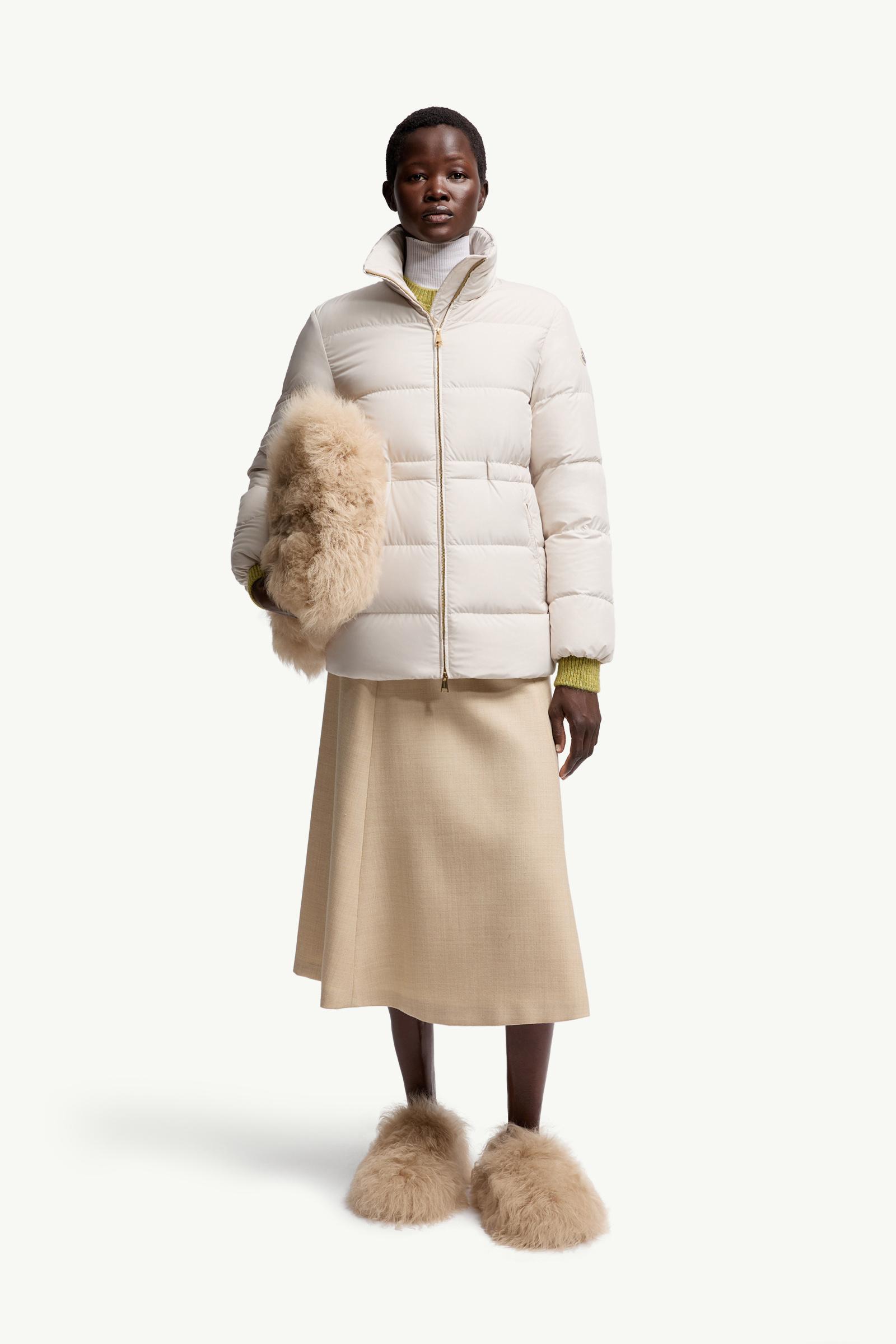 White Ivory Brossette Short Down Jacket - Short Down Jackets for