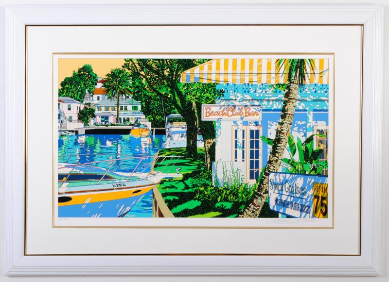 海の絵画をシルクスクリーンの版画で制作した鈴木英人の海の絵「ビーチ