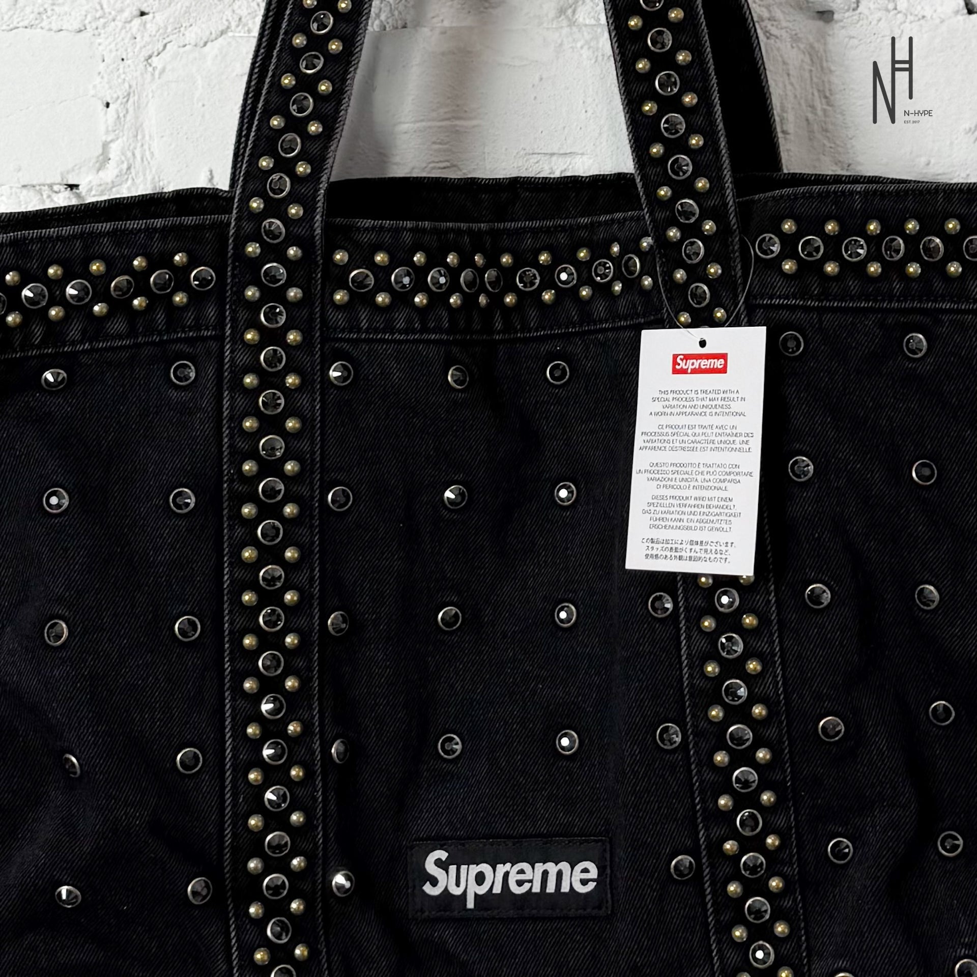 Supreme bb Simon Denim Tote Bag Black – Solid Denim Tote | N‑Hype