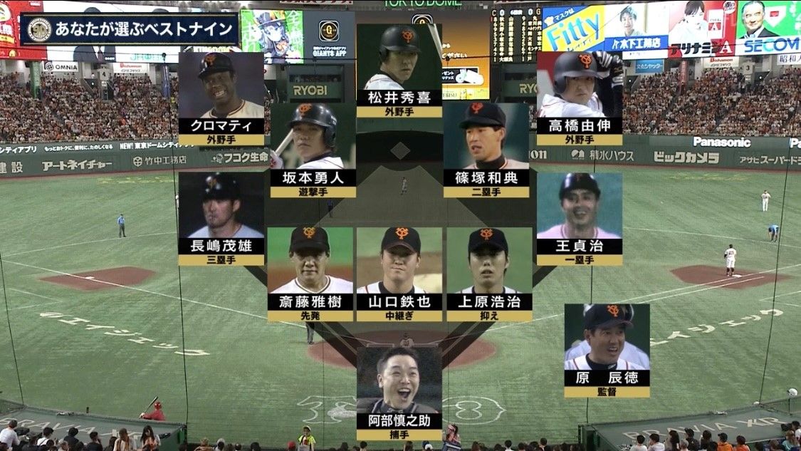 ショートは坂本勇人 キャッチャーは阿部慎之助 ファンが選んだ巨人