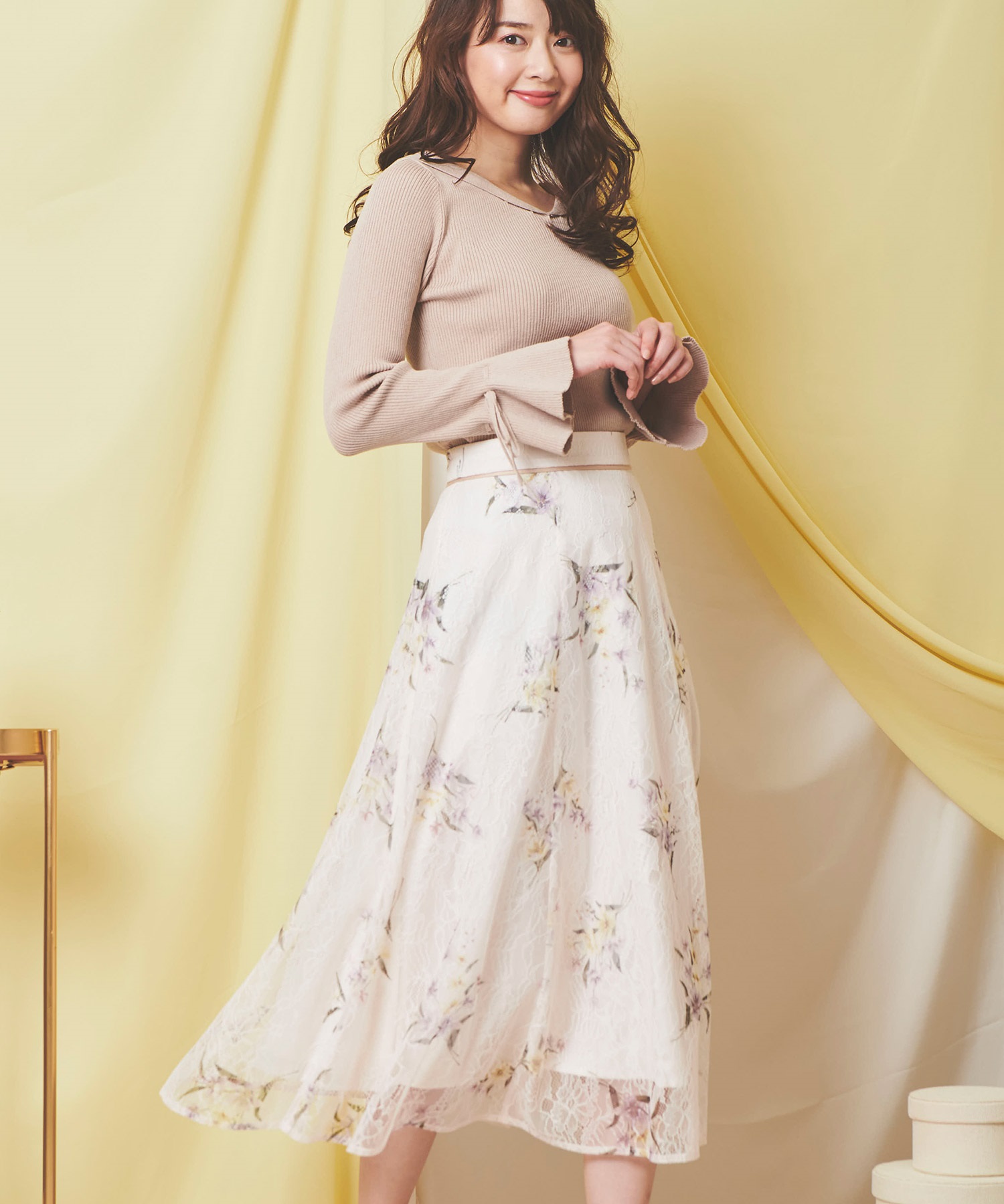 フラワープリントレースSK | フレアスカート | NOELA OFFICIAL WEB STORE