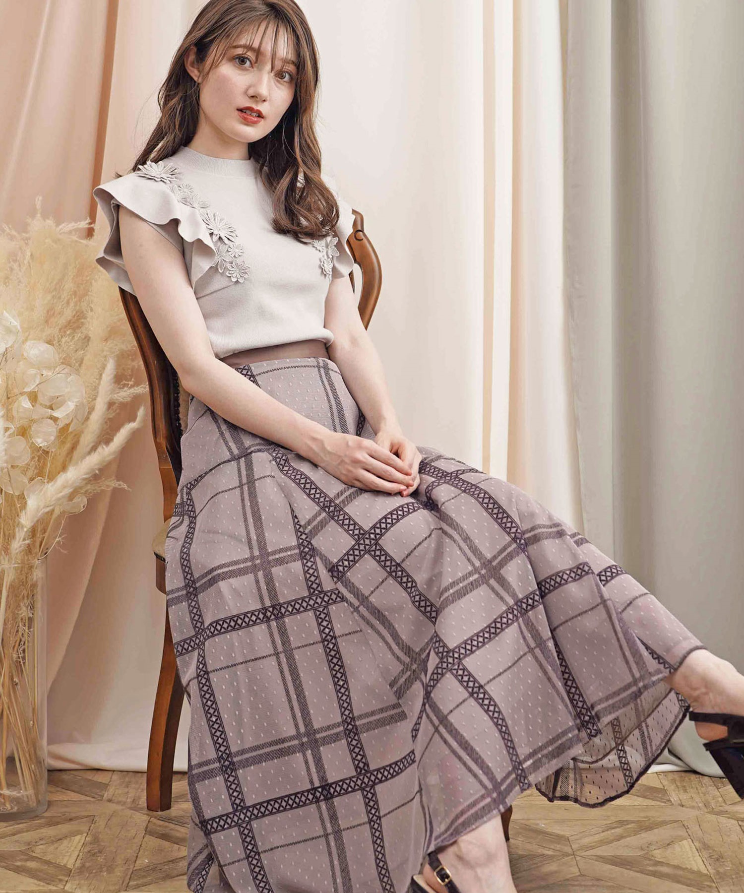 パターンフロッキーレーススカート | フレアスカート | NOELA OFFICIAL