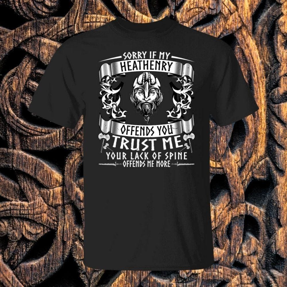 Sorry If My Heathenry Offends You Black T-Shirt - Norse Spirit