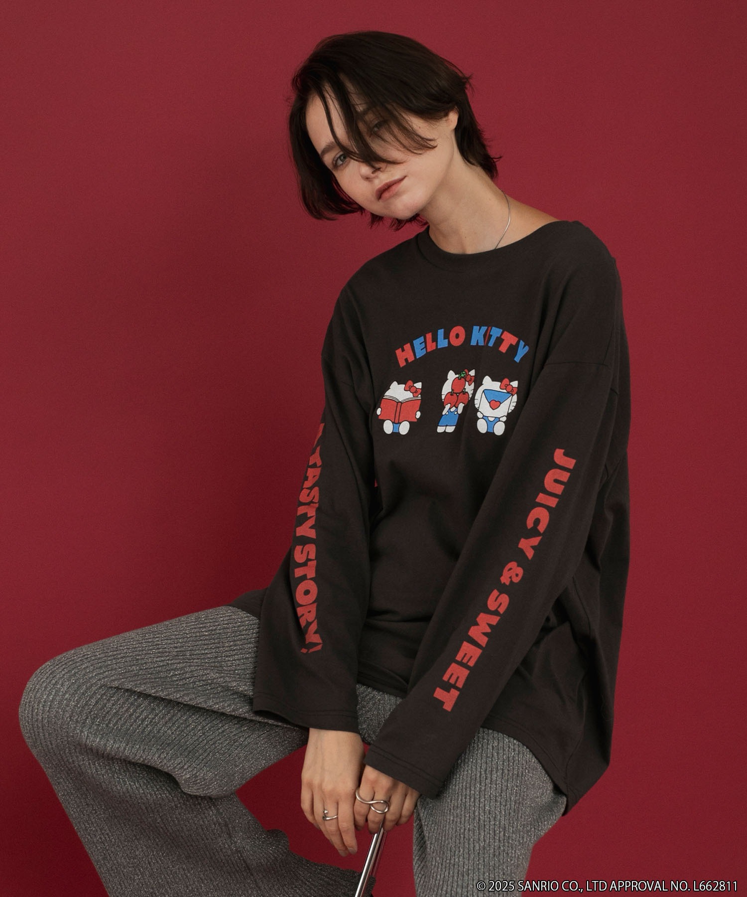 HELLO KITTY × forksy.】オーバーサイズアソートロゴプリントロンT