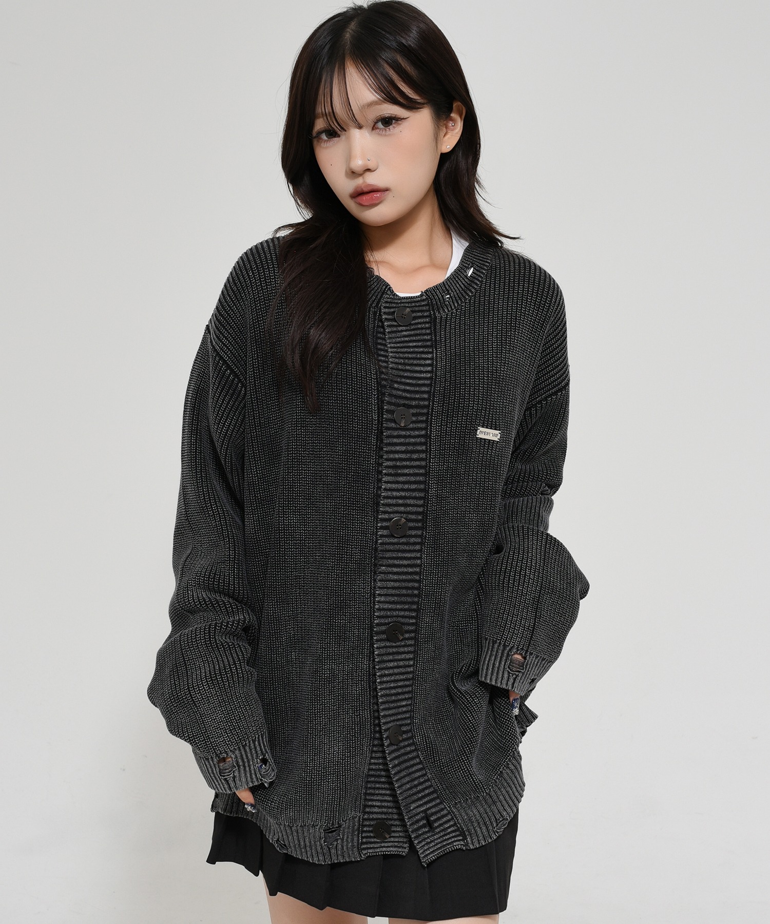 OY/オーワイ』 DISTRESSED DYED CARDIGAN/ダメージ加工 カーディガン