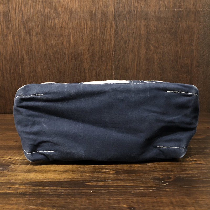 LL Bean Boat and Tote White Navy Trim Canvas Tote Bag Mint