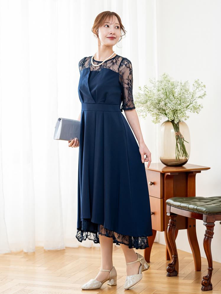 ビスチェ風フィッシュテールドレス(ネイビー)H1-451NA-M | OTONA DRESS