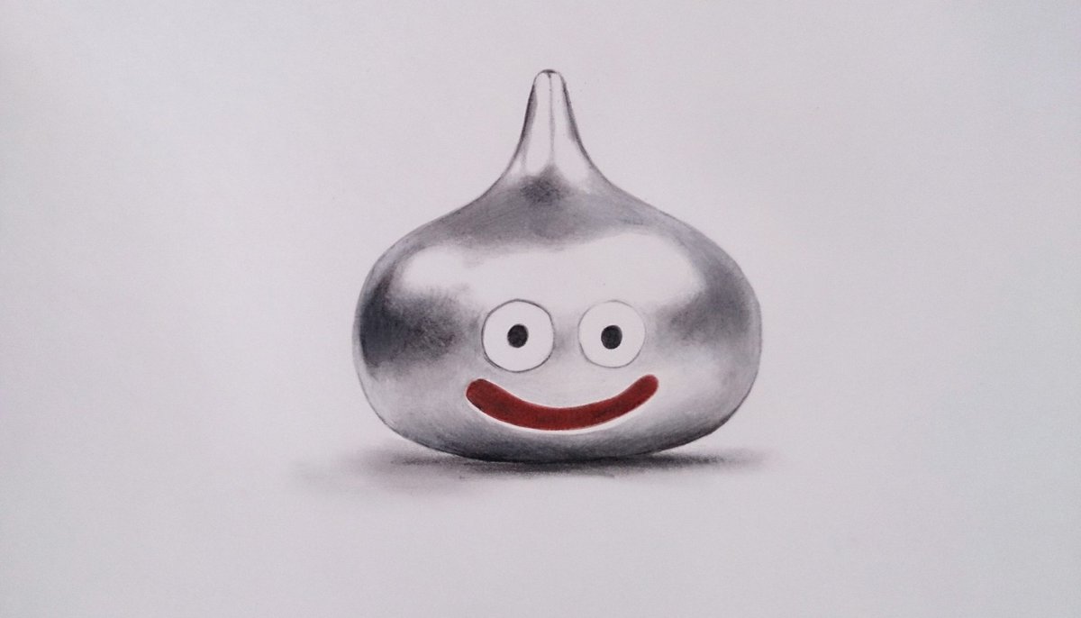 色鉛筆ではぐれメタル描きました！ 過去に描いたメタルスライムと