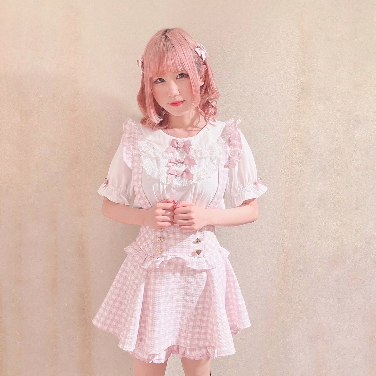 近鉄パッセ店🎀 #ギンガムツイードサスペンダー付きスカパン ギンガム