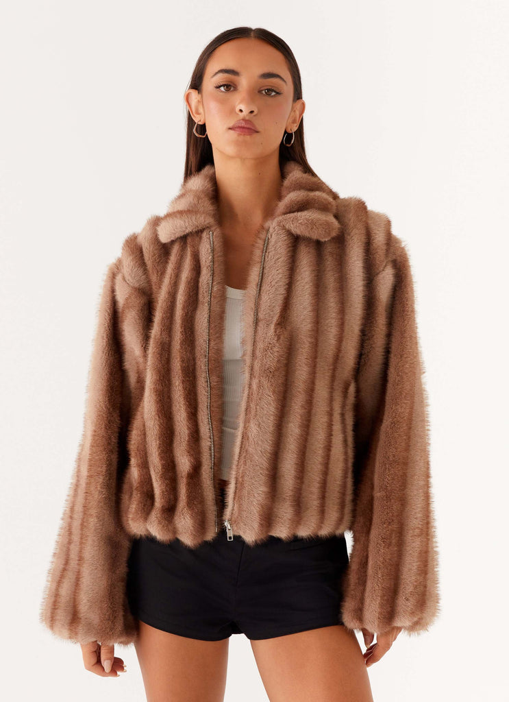 Naylor Faux Fur Jacket - Brown – Peppermayo Canada