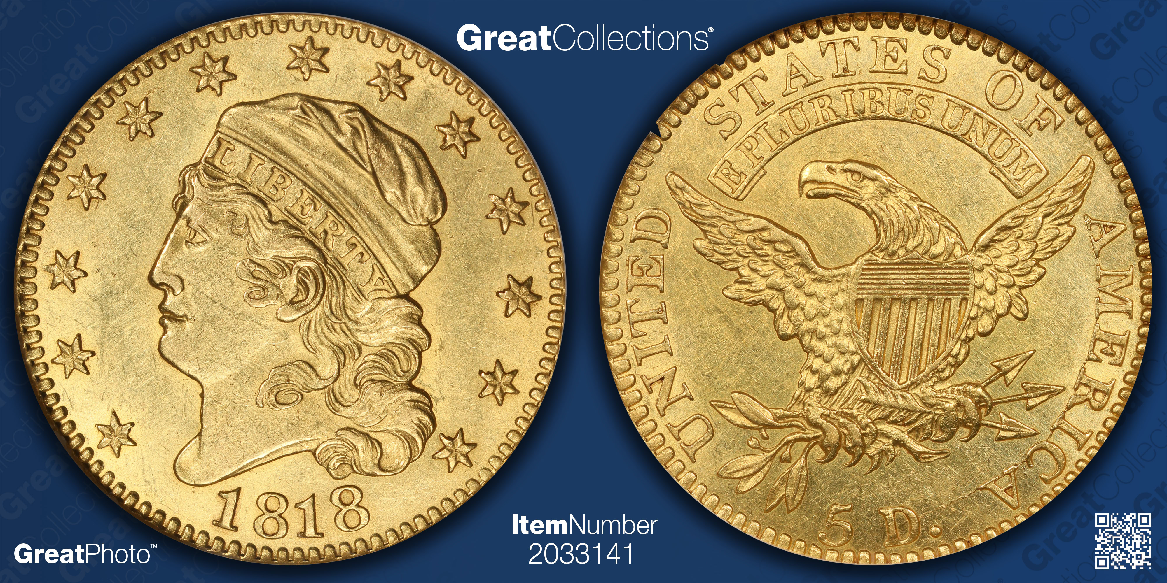 1818 Capped Head Gold Half Eagle NGC MS-62 (Item 2033141