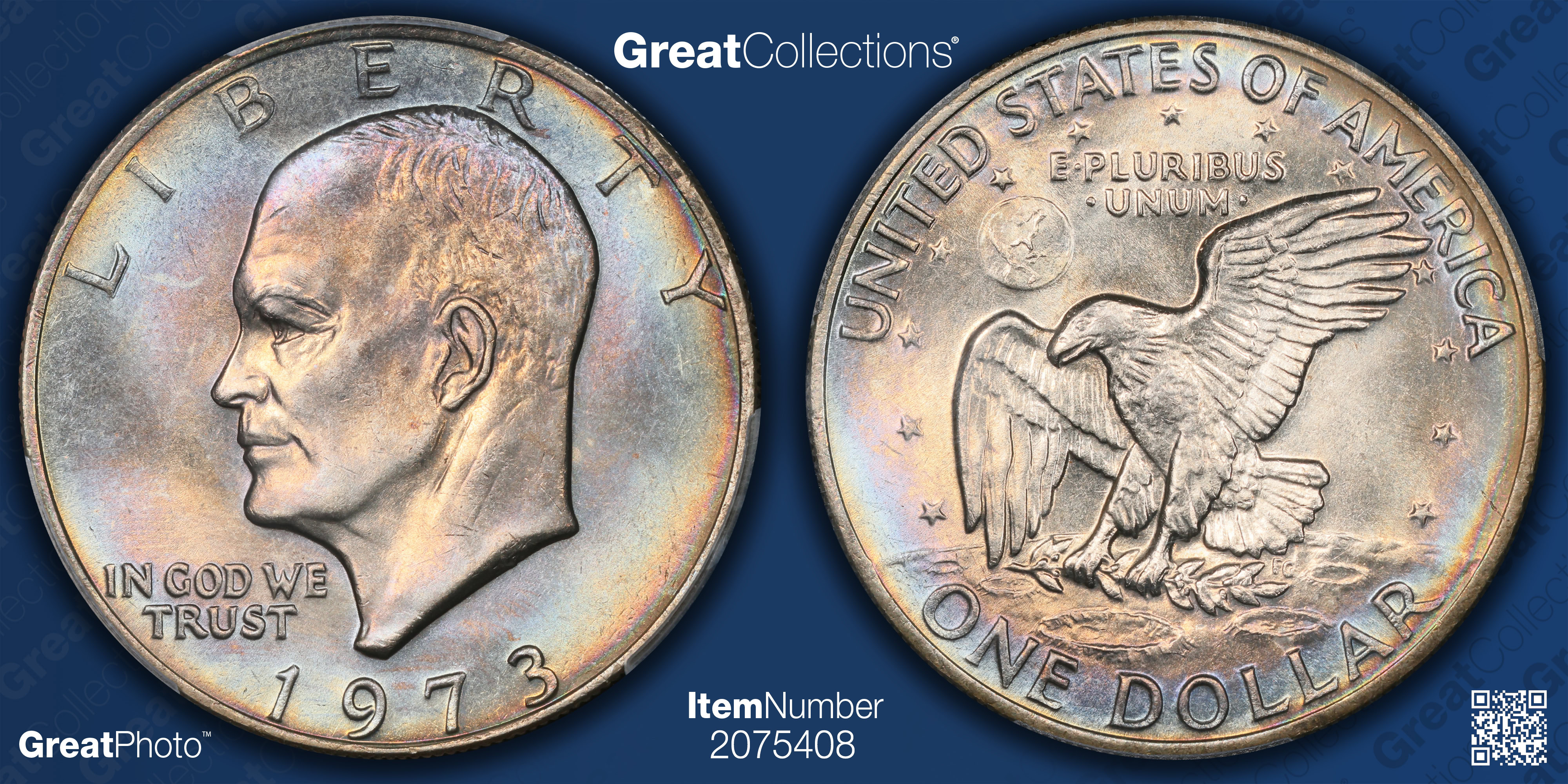 1973 Eisenhower Dollar PCGS MS-65 (CAC Green) (Toned) (Item