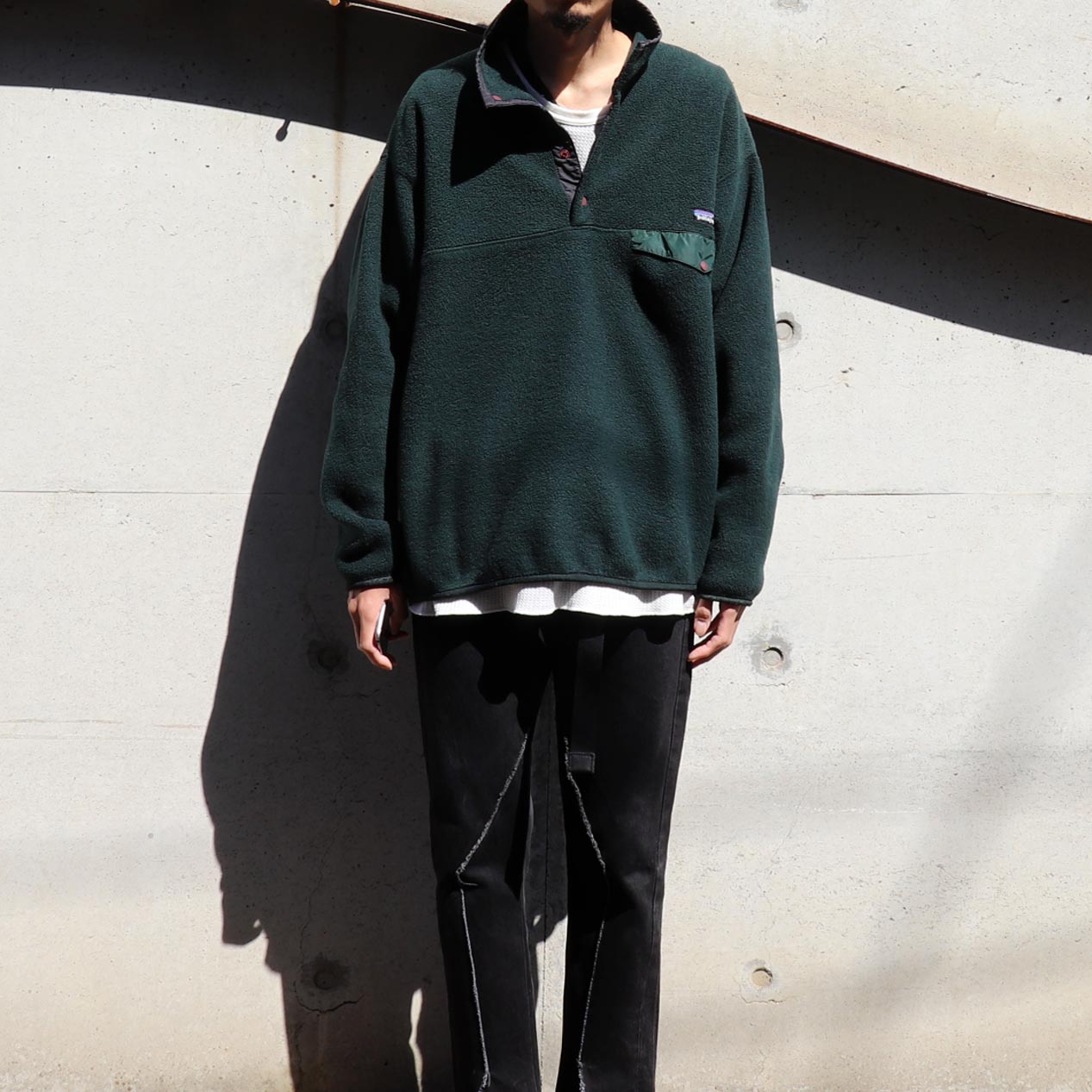 POST JUNK / 90's PATAGONIA SYNCHILLA ハンターグリーン スナップT [L]