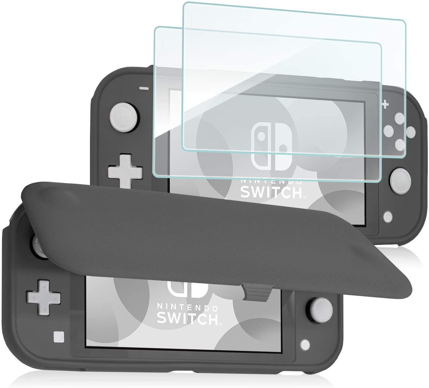 Nintendo Switch Lite Flip Cover Case with 2 Pack Tempered Glass