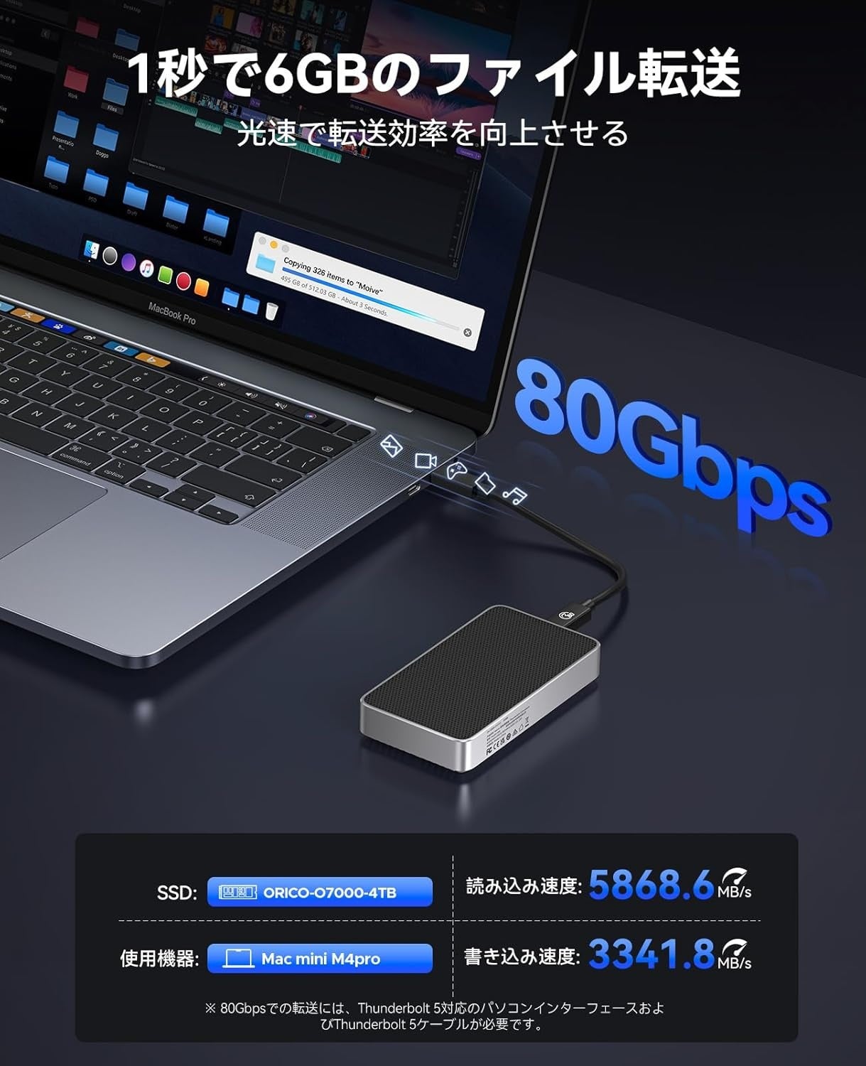 ORICOがThunderbolt5対応・80Gbps接続の外付けSSDケース「X50」を2.4万