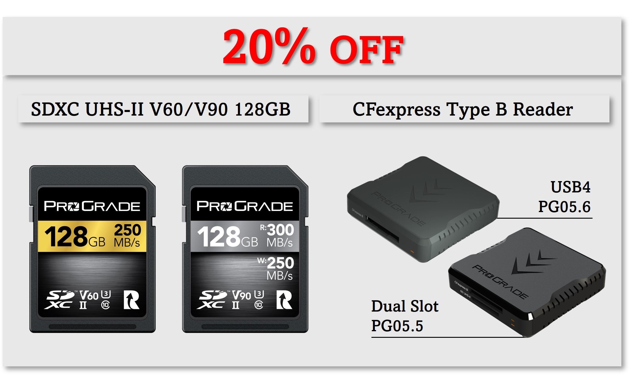 4/17-22】SD128GBカードとCFexpress Type Bカードリーダーの20％OFF