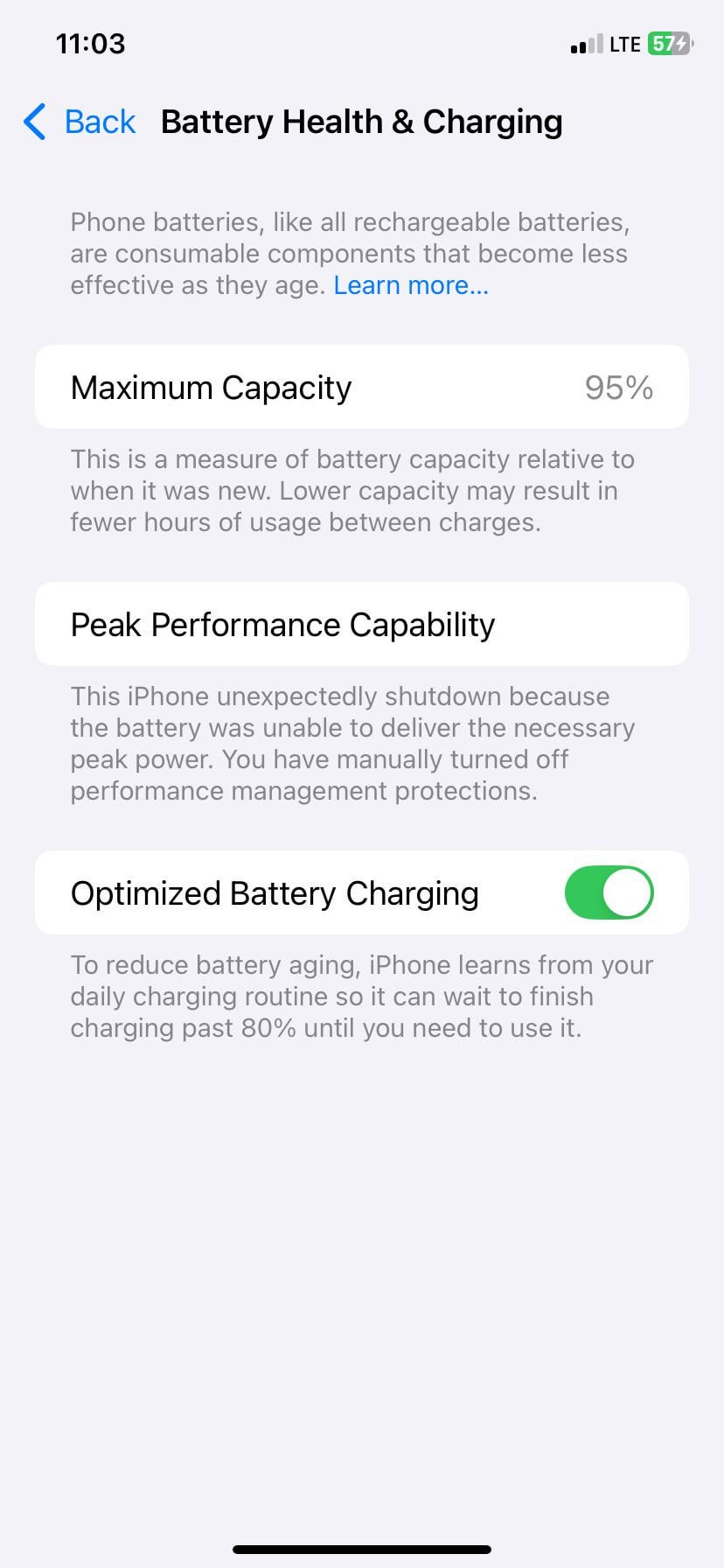 iPhone XRを買ってから7ヶ月経ったんだけど、バッテリーの最大容量が95