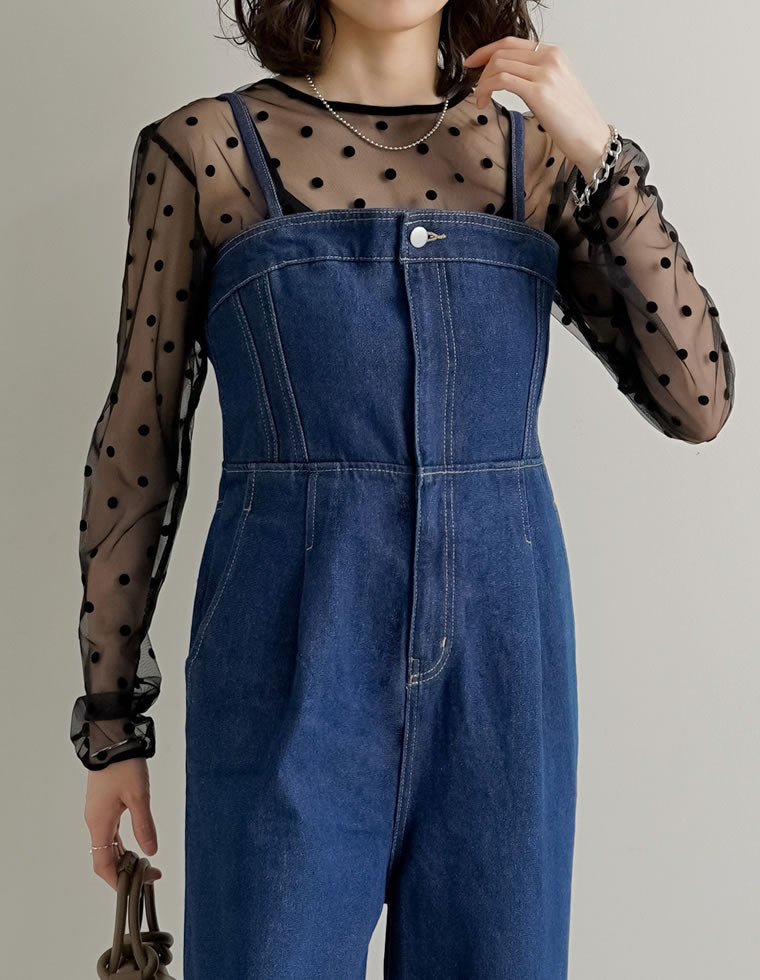 コットンデニムベアオールインワン - オールインワン通販 | 人気