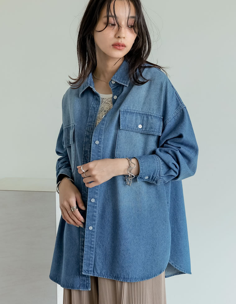 ダブルポケットダンガリーシャツ - トップス通販 | 人気レディース