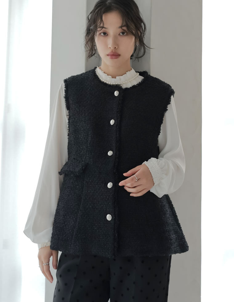 ストレッチミックスツイルVネックベスト - トップス通販 | 人気