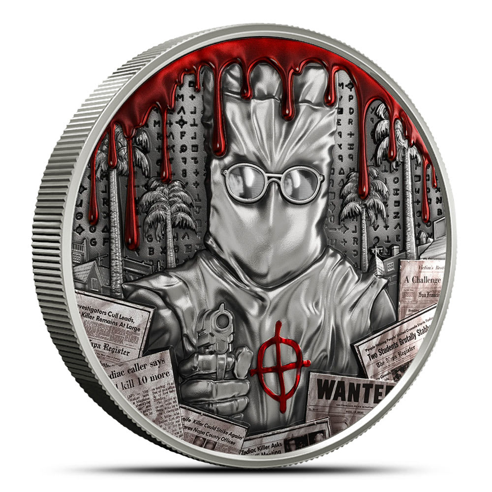2025 Antique Colorized Republic of Chad Zodiac Killer 2 oz Silver