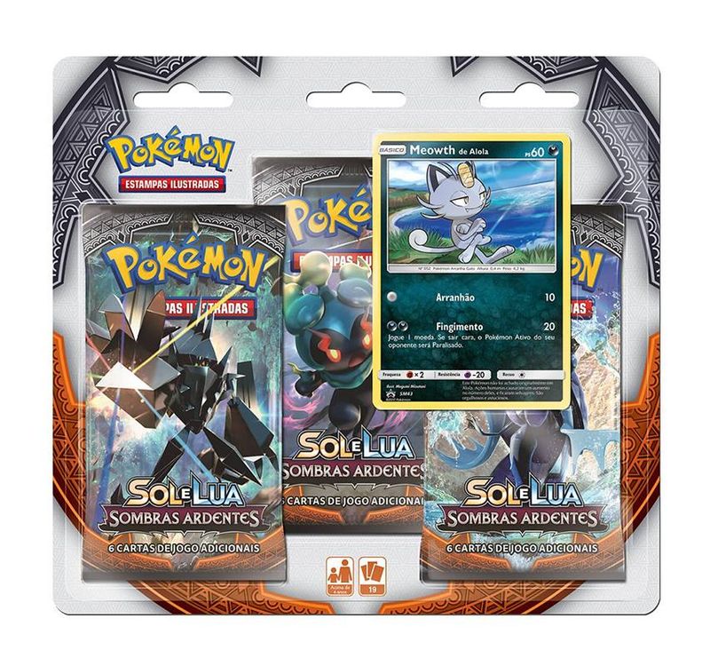 Triple Pack Pokémon Meowth Sol e Lua 3 - Copag - Ri Happy