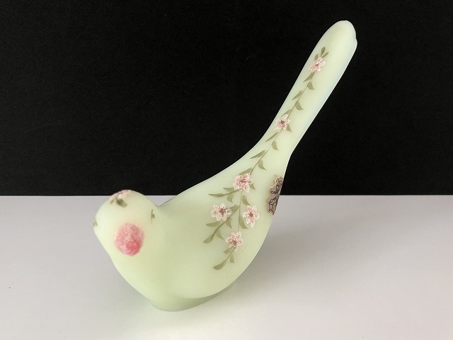 Fenton フェントン ハピネスバード 鳥 置物 ヴァセリンガラス ウラン