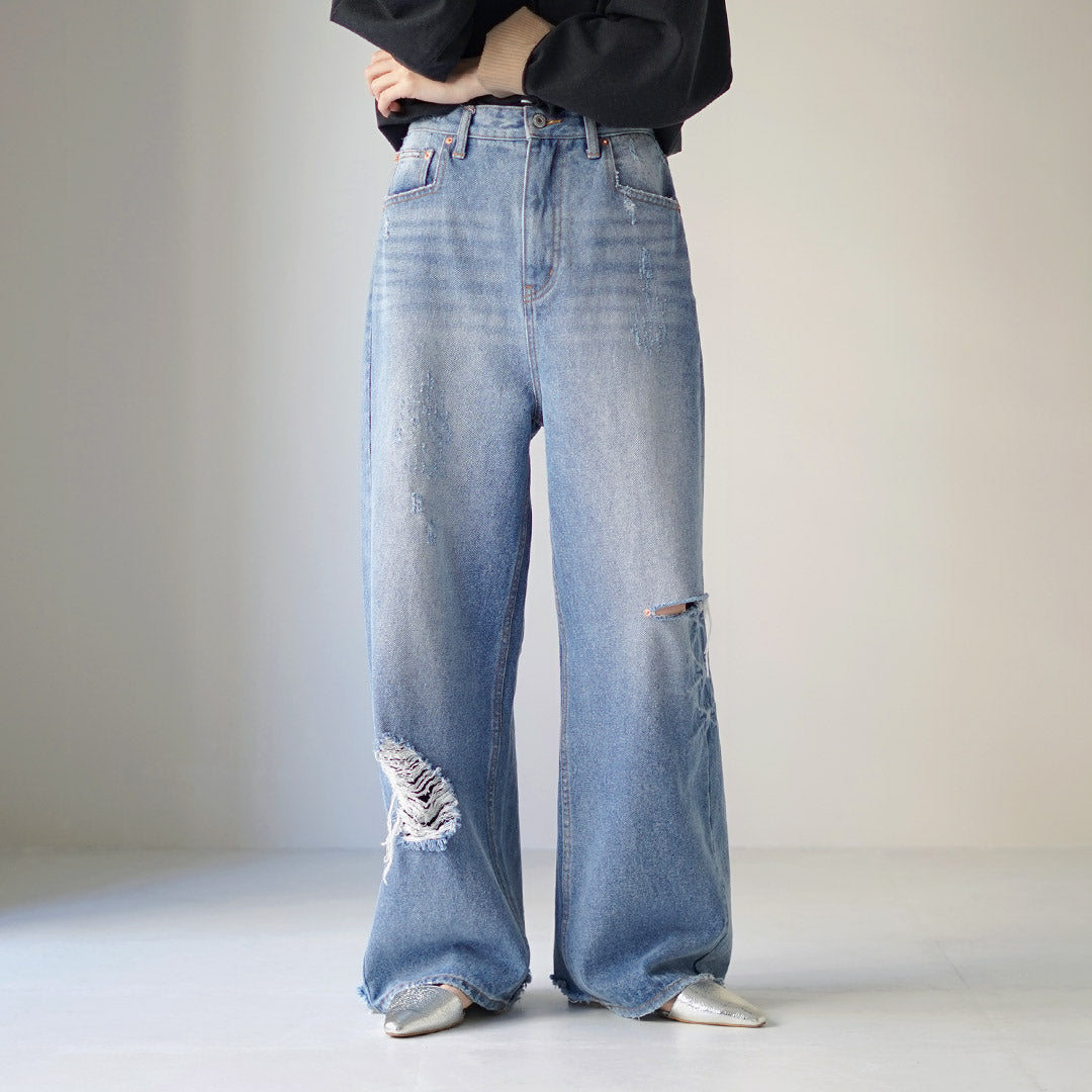 YENN（イェン） ハイダメージ ワイドパンツ / レディース ボトムス