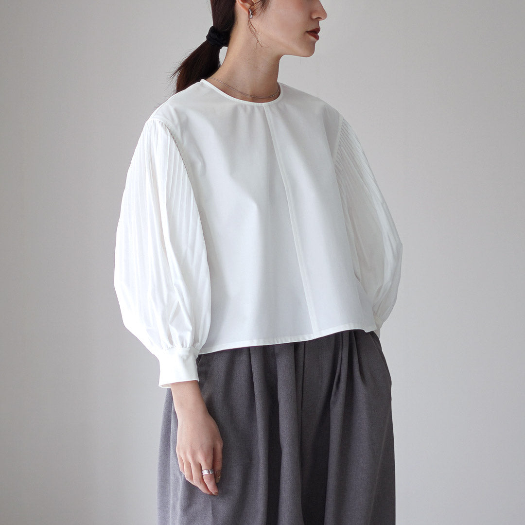 mizuiro ind（ミズイロインド） プリーツ パフ スリーブ プルオーバー